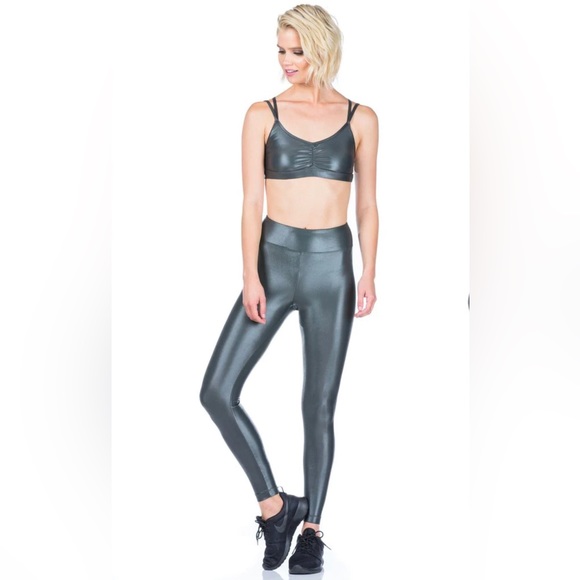 Koral Lustrous High Shine Disco Leggings Gunmetal Gray - Picture 5 of 7